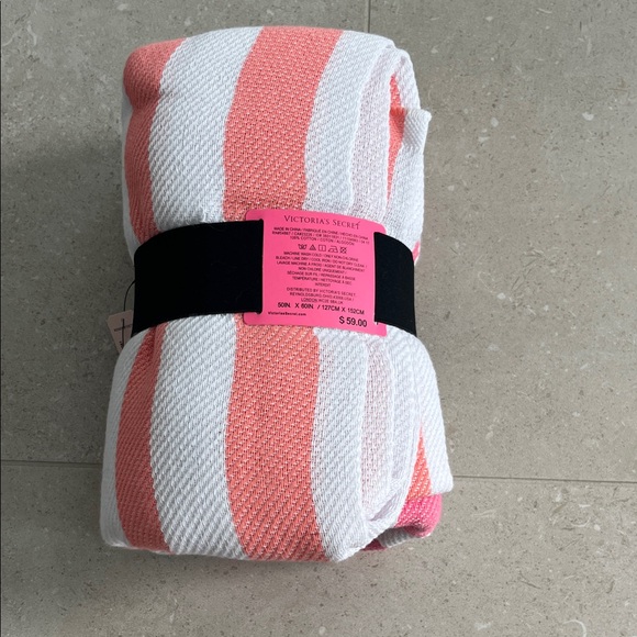 Victoria's Secret Pink and White Striped Beach Towel - Picture 2 of 2